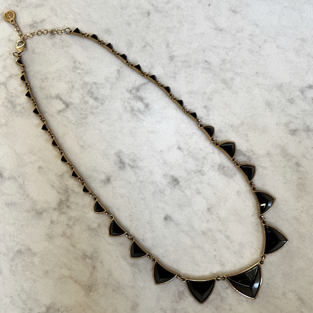 House of Harlow 1960 Black and Gold Pyramid Necklace